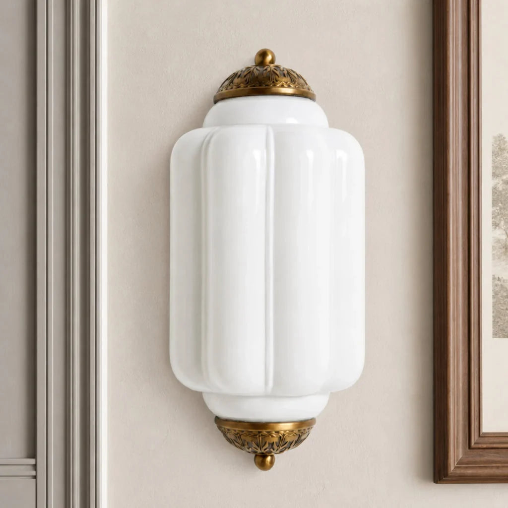 Art Deco Væglampe med Rillet Glasskærm