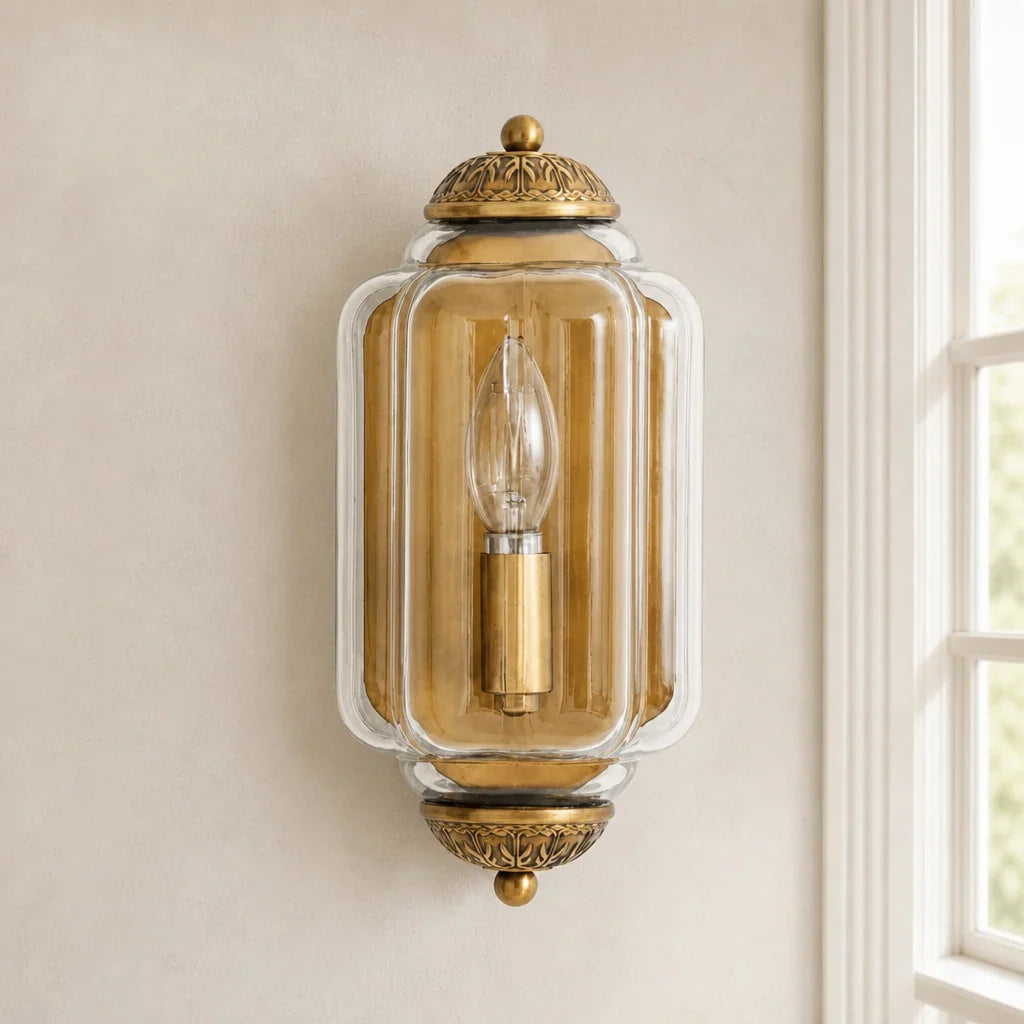 Art Deco Væglampe med Rillet Glasskærm