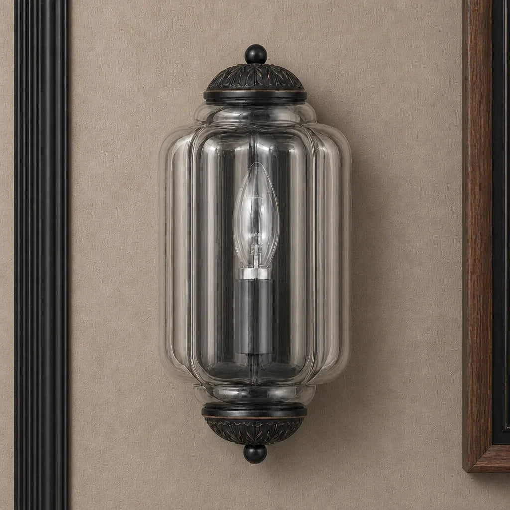 Art Deco Væglampe med Rillet Glasskærm