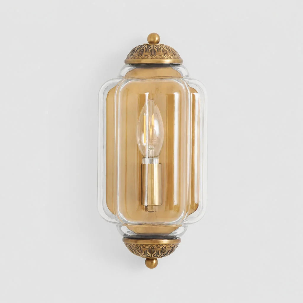 Art Deco Væglampe med Rillet Glasskærm