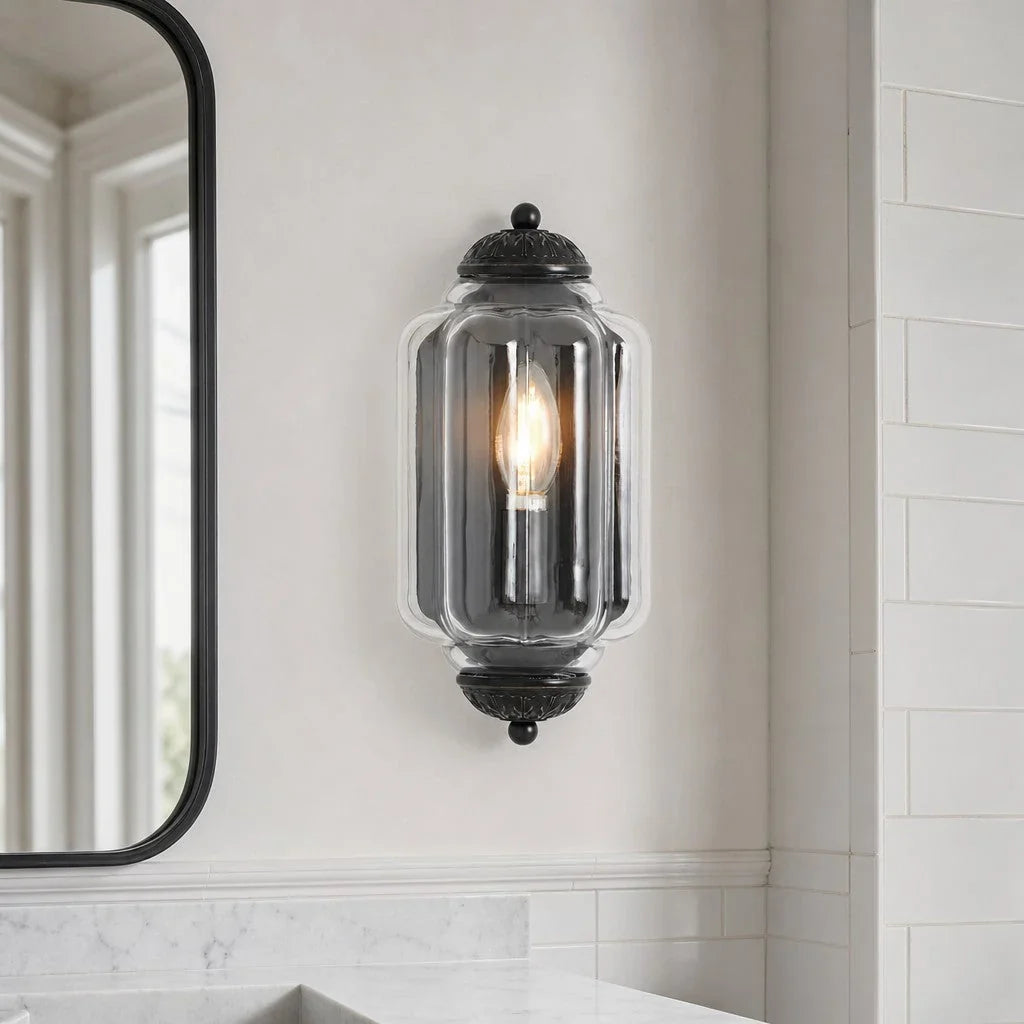 Art Deco Væglampe med Rillet Glasskærm