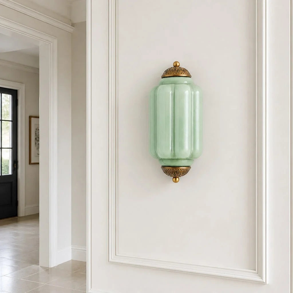 Art Deco Væglampe med Rillet Glasskærm